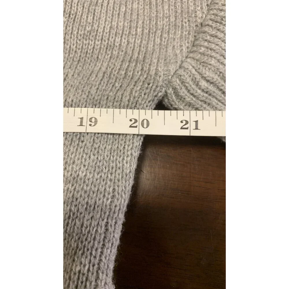 Poof‎ L Knit Minimalist Cropped Casual Sweater Bell Sleeve Gray